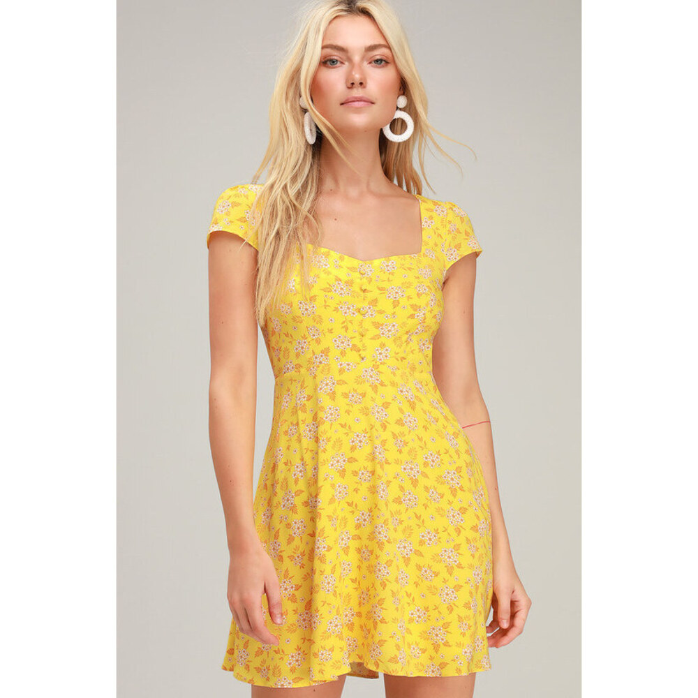Lulu’s Passion Project Yellow Floral Print Mini Dress